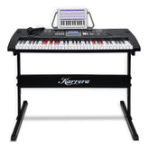 Karrera 61 Keys Electronic LED Keyboard Piano with Stand - Black