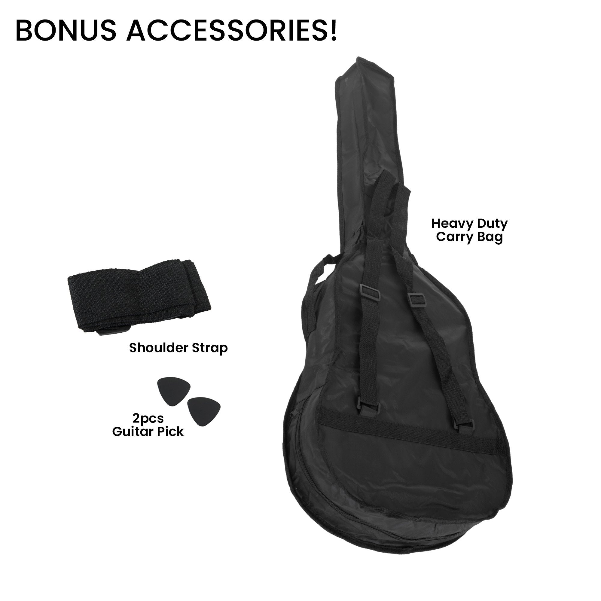 Karrera 38in Acoustic Guitar Steel Strings Carry Bag Shoulder Strap Sun Burst